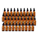Kit de 100 Botellas Color Ámbar de Vidrio de 30ml con Gotero de Pipeta, Tapa Negra y Embudo de Regalo